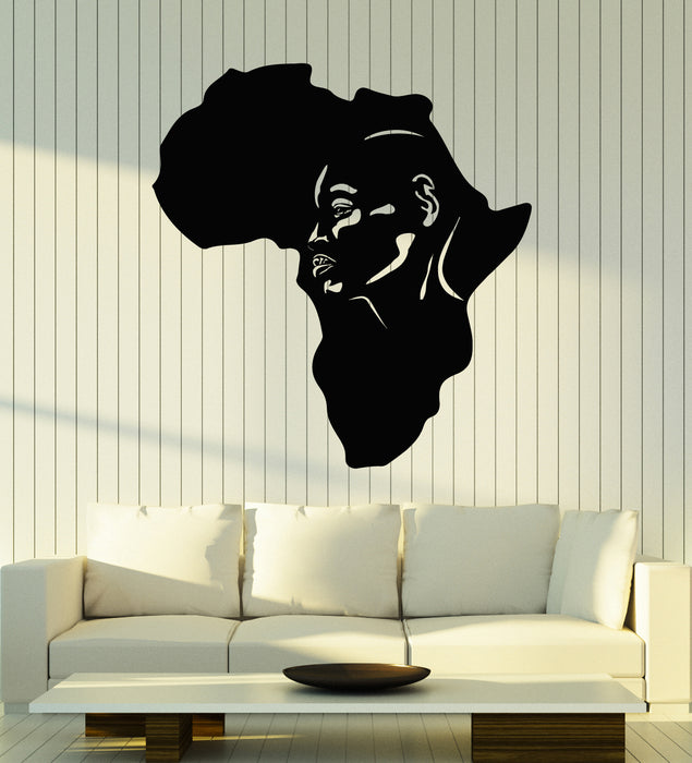 Vinyl Wall Decal Africa Map Abstract Black Woman Ethnic Style Stickers Mural (g7251)