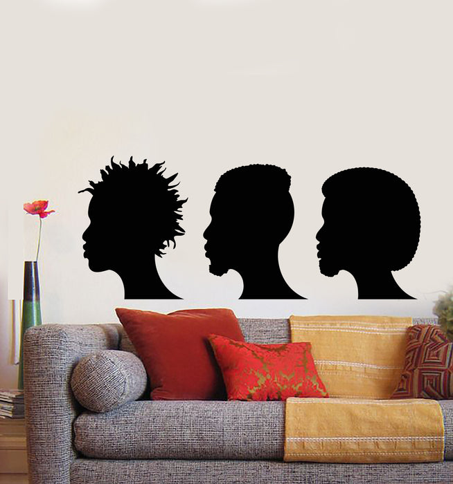 Vinyl Wall Decal Afro Hair Salon Style Barbershop Stylist Stickers Mural (g338)