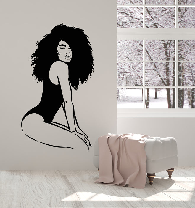 Vinyl Wall Decal African Beauty Sexy Body Black Lady Spa Salon Stickers Mural (g2739)