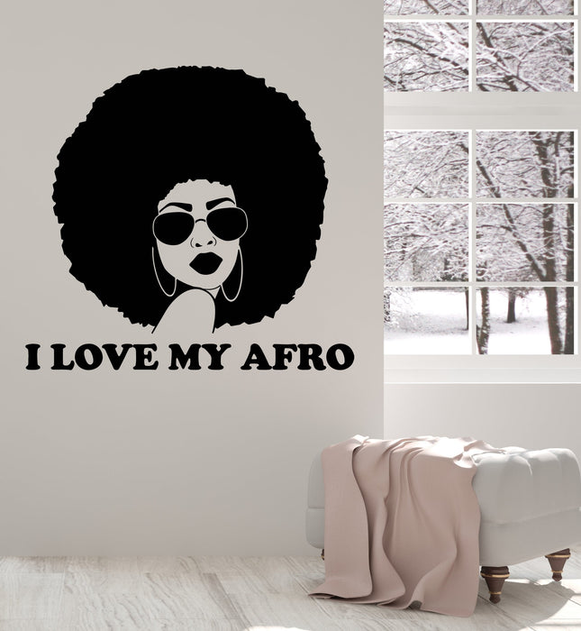 Vinyl Wall Decal Beautiful Black Lady Afro Quote Woman Room Art Decor Stickers Mural (ig5264)