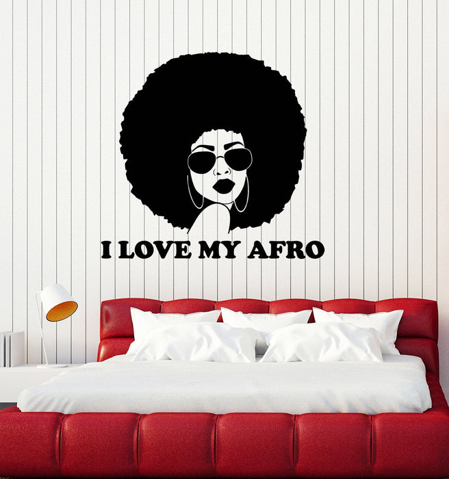 Vinyl Wall Decal Beautiful Black Lady Afro Quote Woman Room Art Decor Stickers Mural (ig5264)