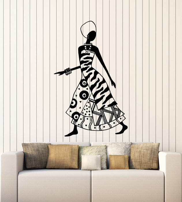 Vinyl Wall Decal African Beauty Woman Ethnic Style Black Lady Stickers Mural (g1293)