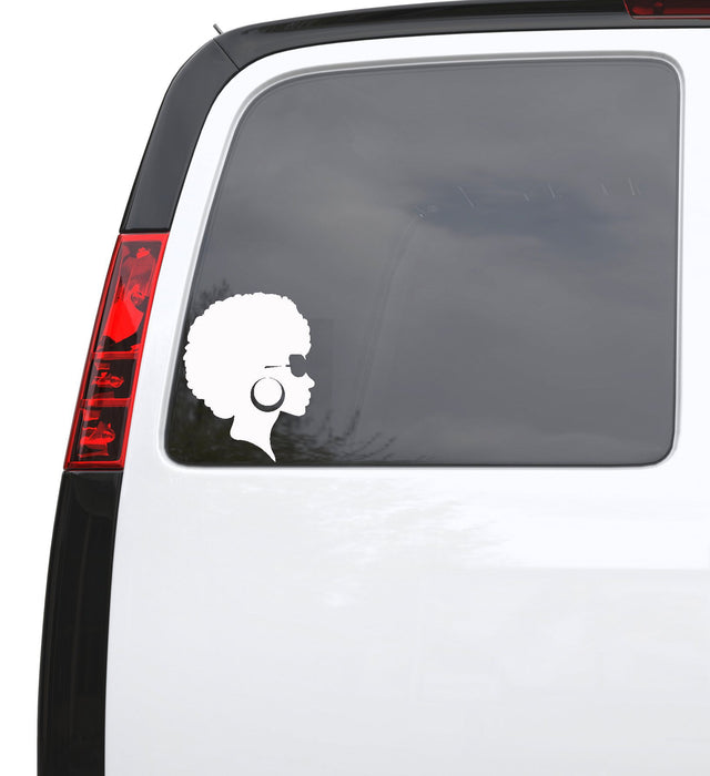Auto Car Sticker Decal Afro Hairstyle Hippie Black Lady Truck Laptop Window 5" by 6.5" Unique Gift ig3803c