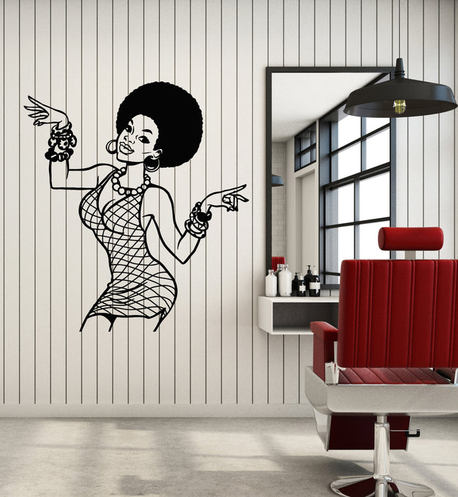 Vinyl Wall Decal Sexy Disco Girl Beauty Woman Afro Style Hippie Stickers Mural (g3115)