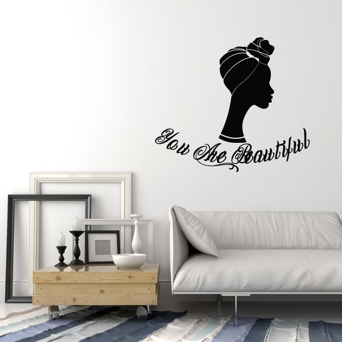 Vinyl Wall Decal Afro Beauty Woman Face Profile Beauty Salon Stickers Mural (g3883)