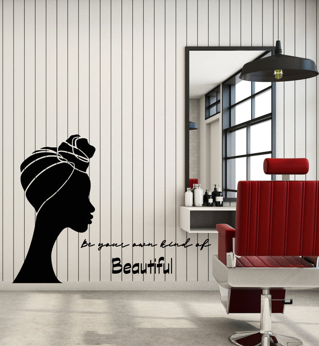 Vinyl Wall Decal African Beautifull Black Turban Girl Beauty Salon Stickers Mural (g3884)