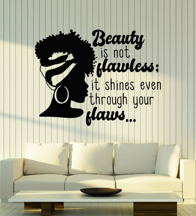 Vinyl Wall Decal African Sexy Black Girl Head Beauty Salon Phrase Stickers Mural (g5380)