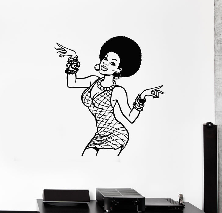 Vinyl Wall Decal Sexy Disco Girl Beauty Woman Afro Style Hippie Stickers Mural (g3115)