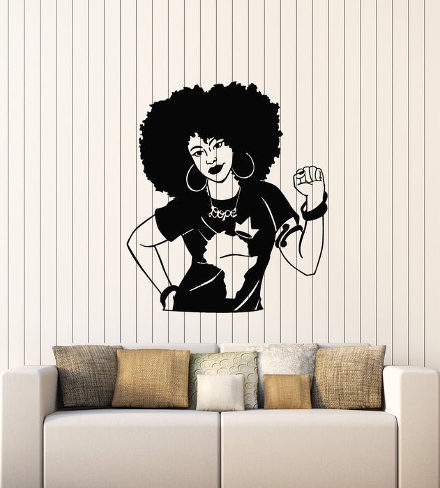 Vinyl Wall Decal Afro Girl Hairstyle Black Lady Beauty Woman Stickers Mural (g3747)
