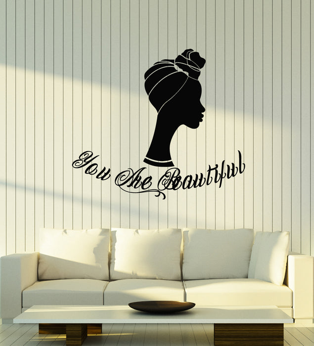 Vinyl Wall Decal Afro Beauty Woman Face Profile Beauty Salon Stickers Mural (g3883)