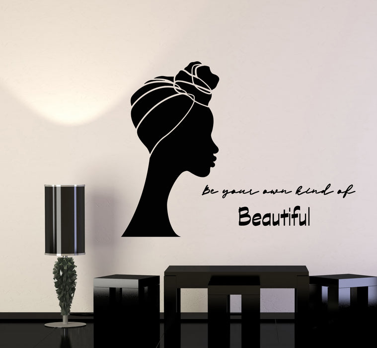 Vinyl Wall Decal African Beautifull Black Turban Girl Beauty Salon Stickers Mural (g3884)
