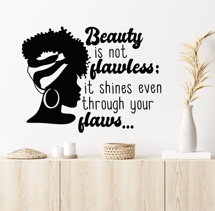 Vinyl Wall Decal African Sexy Black Girl Head Beauty Salon Phrase Stickers Mural (g5380)