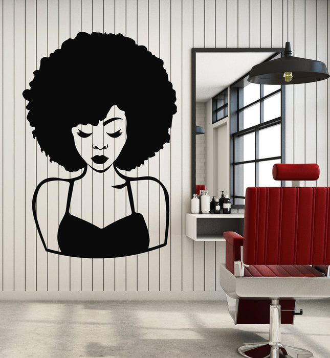 Vinyl Wall Decal African Beauty Sexy Black Girl Woman Face Hairstyle Stickers Mural (g5456)