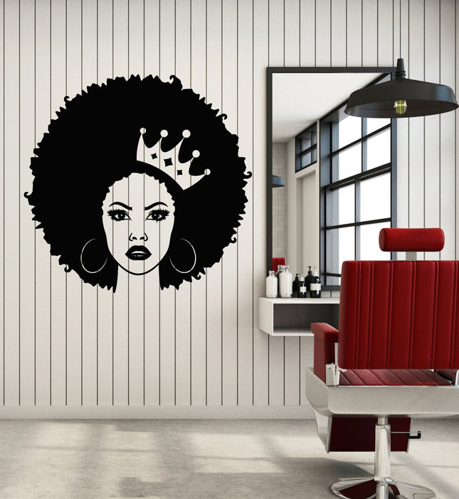 Vinyl Wall Decal African Hairstyle Beauty Girl Woman Queen Crown Stickers Mural (g6773)