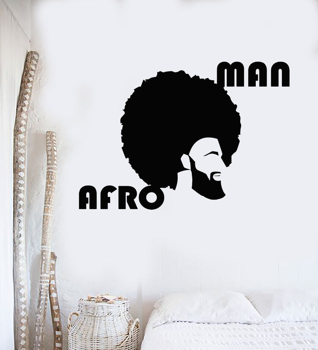 Vinyl Wall Decal Afro Man Style Head Hair Frizz Barbershop Stickers Mural (g3182)