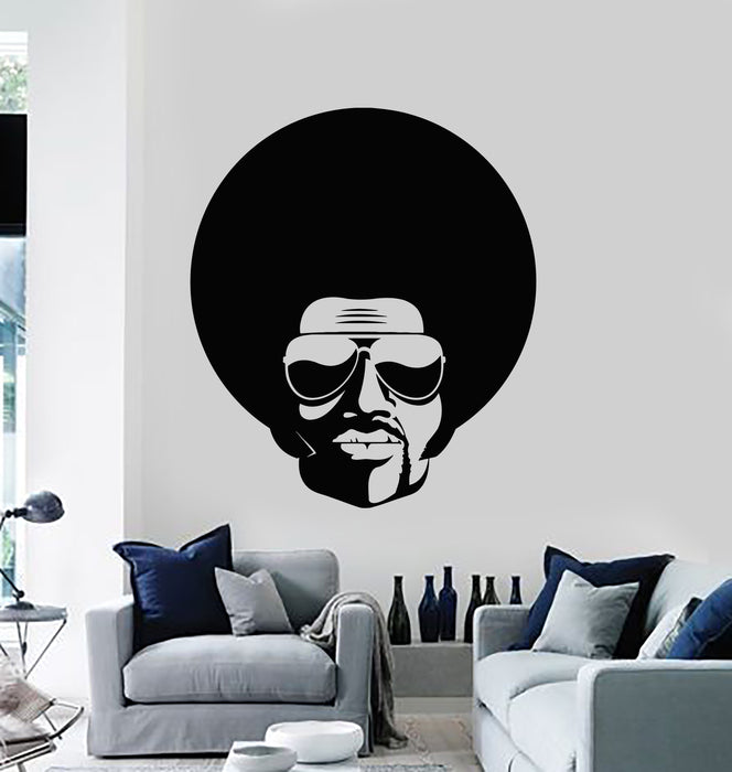 Vinyl Wall Decal Afro Man Black Man Hairstyle Sunglasses Stickers Mural (g5018)