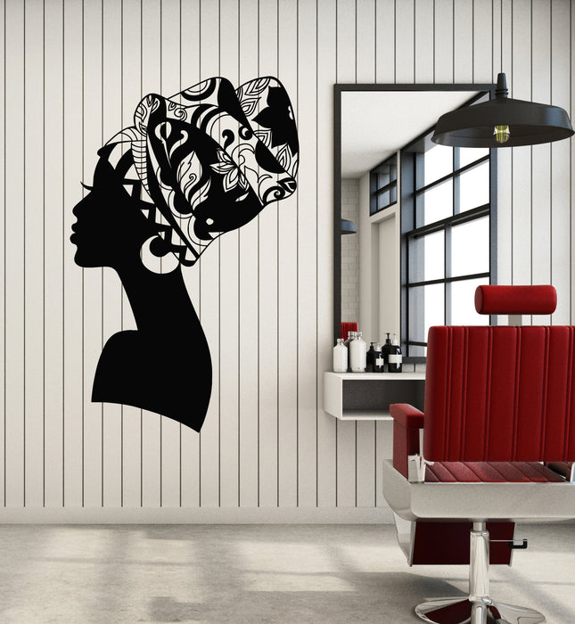 Vinyl Wall Decal Turban Profile Sexy Black Woman Fashion Lady Stickers Mural (g7286)