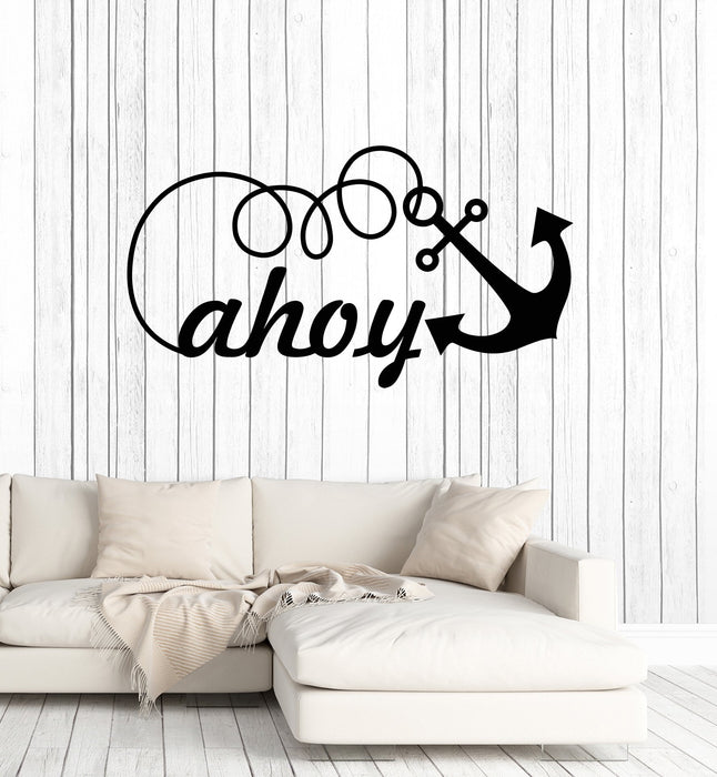 Vinyl Wall Decal Ahoy Lettering Nautical Style Kids Room Idea Decor Stickers Mural (ig5530)