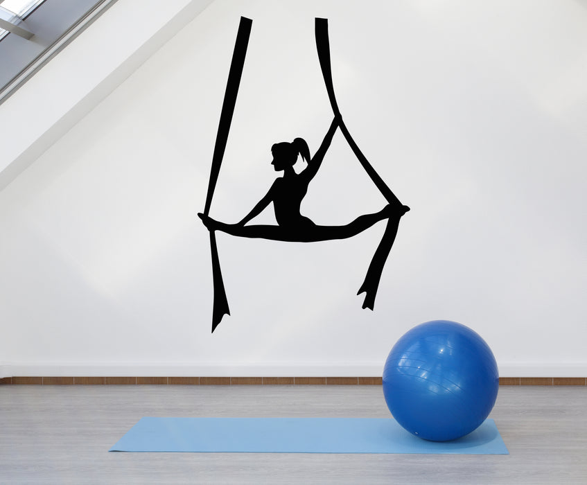 Vinyl Wall Decal Fly Aerial Yoga Balance Pose Girl Zen Centre Meditation Stickers Mural (g876)