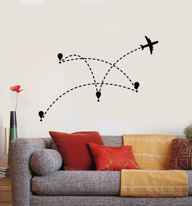 Vinyl Wall Decal Travel Agency Aircraft Aviation Vacation Tourism Decor Stickers Mural (g897)