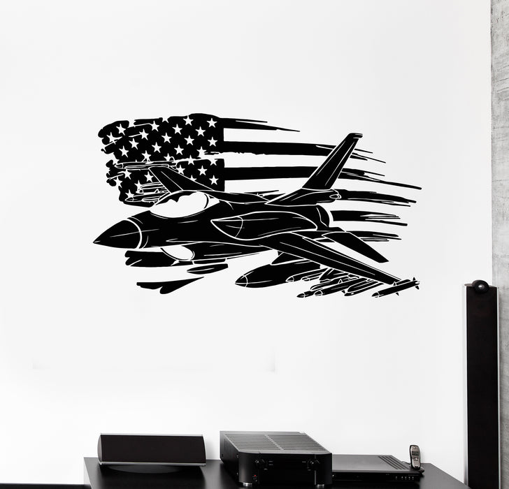 Vinyl Wall Decal Aircraft Aviation Plane Bomb War American Flag Stickers Mural (g3417)