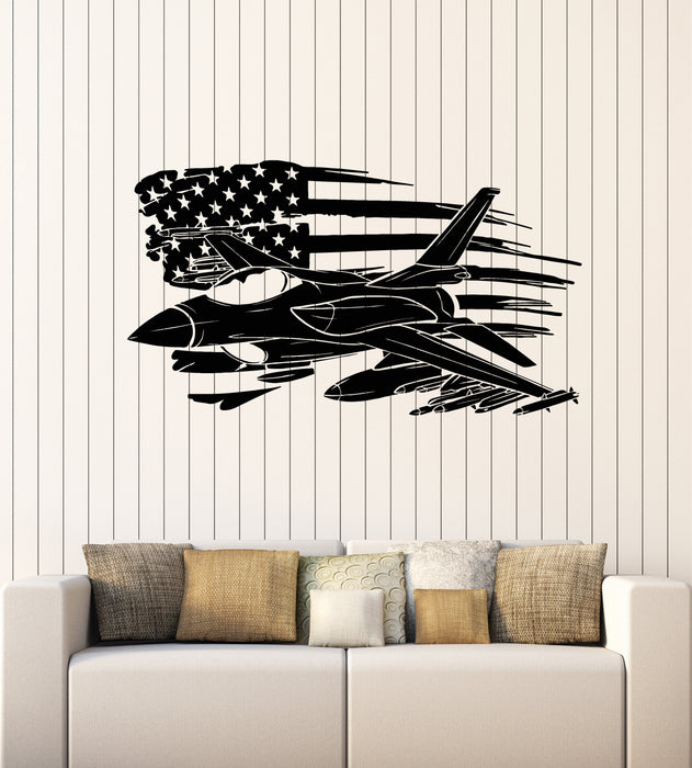 Vinyl Wall Decal Aircraft Aviation Plane Bomb War American Flag Stickers Mural (g3417)