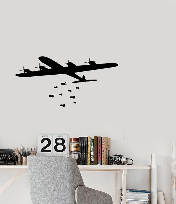 Vinyl Decal Wall Sticker Aircraft Plane Bomb War Raid Fighting machine Unique Gift (g114)