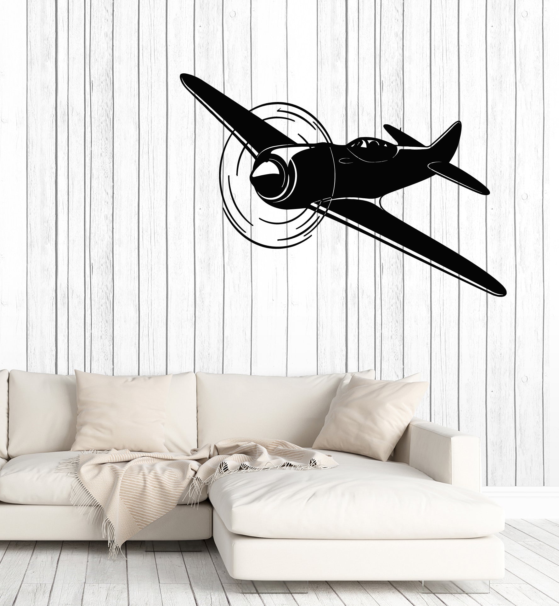Vinyl Wall Decal Old Fighter War Plane Airplane Aircraft Decor Sticker ...