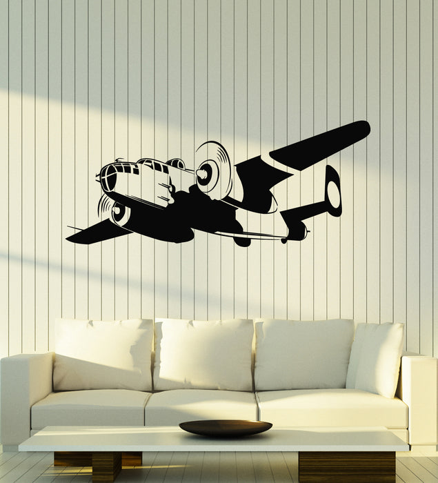 Vinyl Wall Decal Old War Plane Jet Air Force Flying Airplane Stickers Mural (g7363)