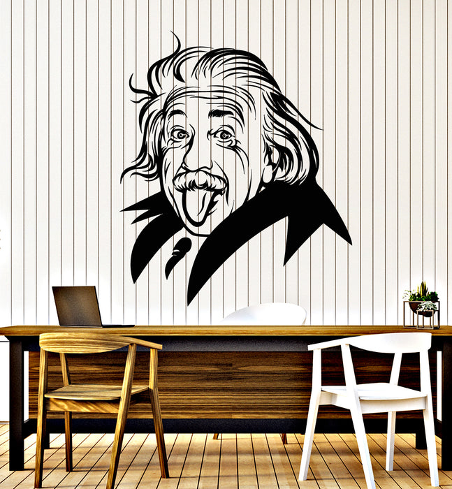 Vinyl Wall Decal Albert Einstein School Classroom Physics Portrait Scientist Tongue Stickers Mural (g2738)