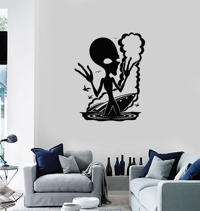 Vinyl Wall Decal Alien Ship UFO Area 51 Teenage Room Interior Stickers Mural (ig5836)