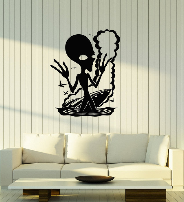 Vinyl Wall Decal Alien Ship UFO Area 51 Teenage Room Interior Stickers Mural (ig5836)