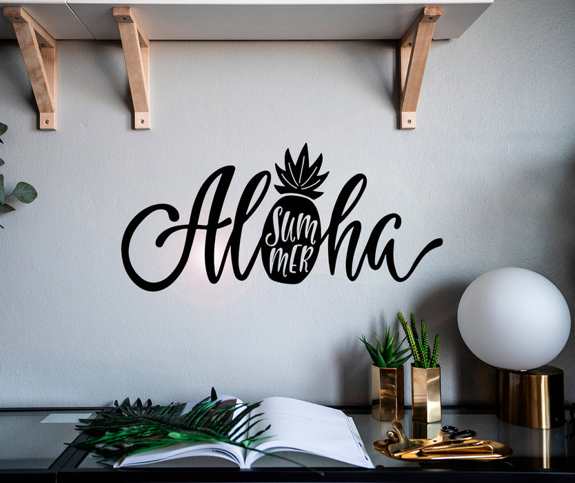 Vinyl Wall Decal Lettering Aloha Summer Hawaii Pineapple Beach Stickers Mural 28.5 in x 13 in gz071