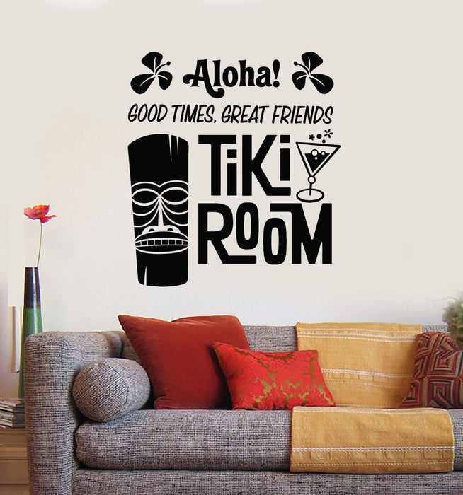 Vinyl Wall Decal Aloha Tiki Room Mask Bar Hawaii Cocktail Hawaiian Stickers Mural (g1865)