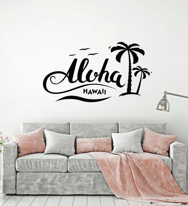 Vinyl Wall Decal Aloha Hawaii Beach Style Tropical Art Palm Stickers Mural (g4077)