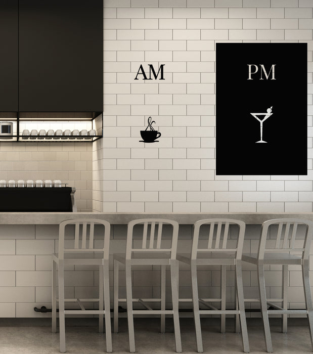 Vinyl Wall Decal Morning Tea Evening Alcohol Kitchen Bar Restaurant Decor Stickers Mural (g1806)