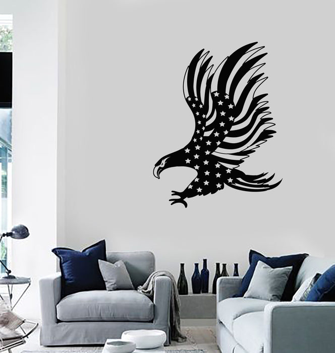 Vinyl Wall Decal American Bald Eagle Flag Patriotic Decoration Room Art Stickers Mural (ig5471)