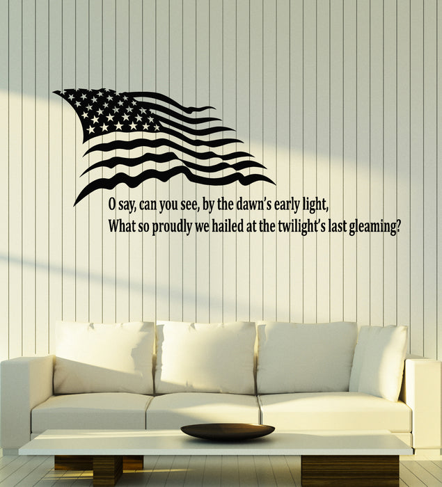 Vinyl Wall Decal Phrase Quote American USA Flag Symbol United States Stickers Mural (g3579)