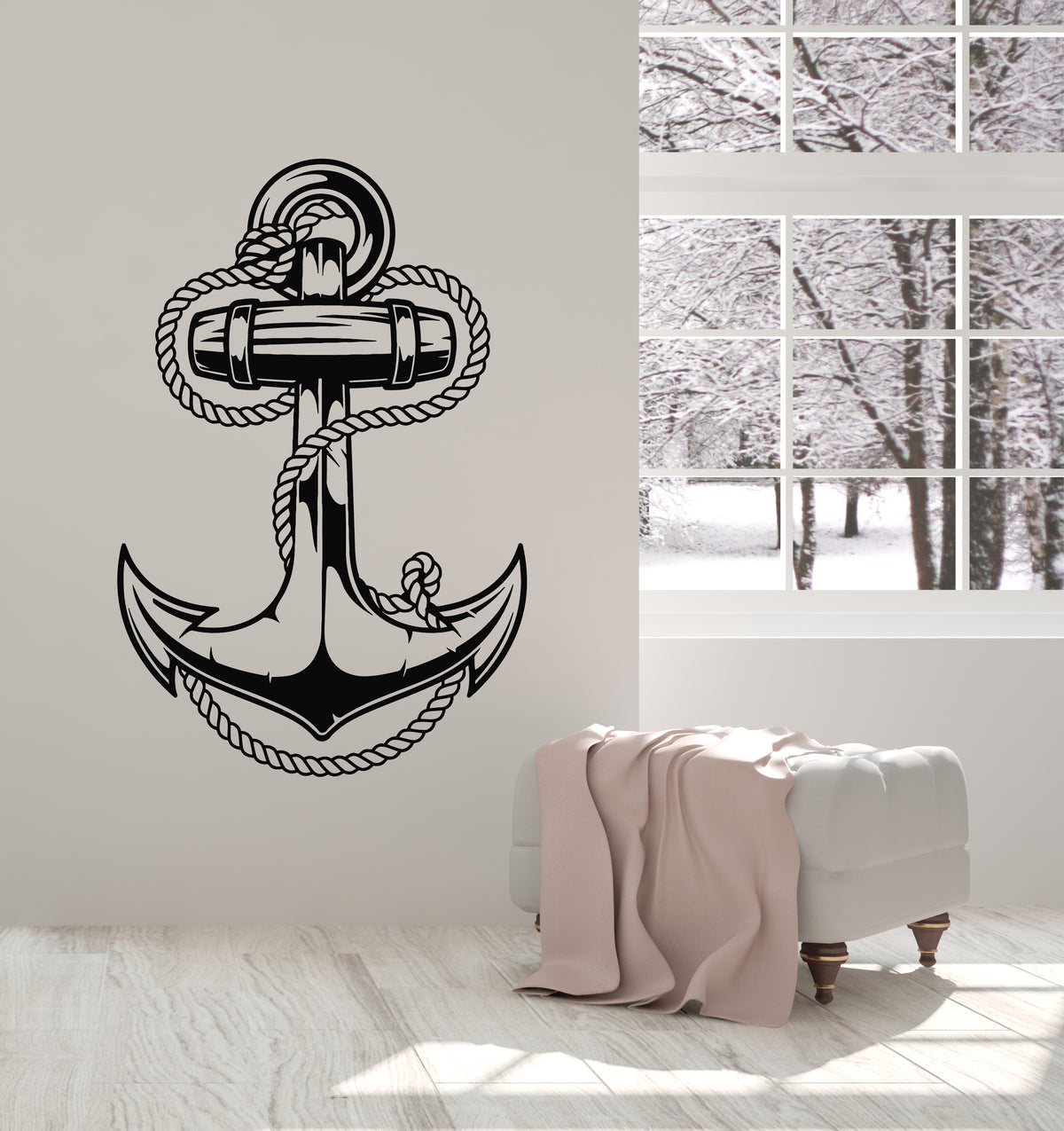 Vinyl Wall Decal Anchor Ocean Sea Cable Marine Sailor Art Beach House ...