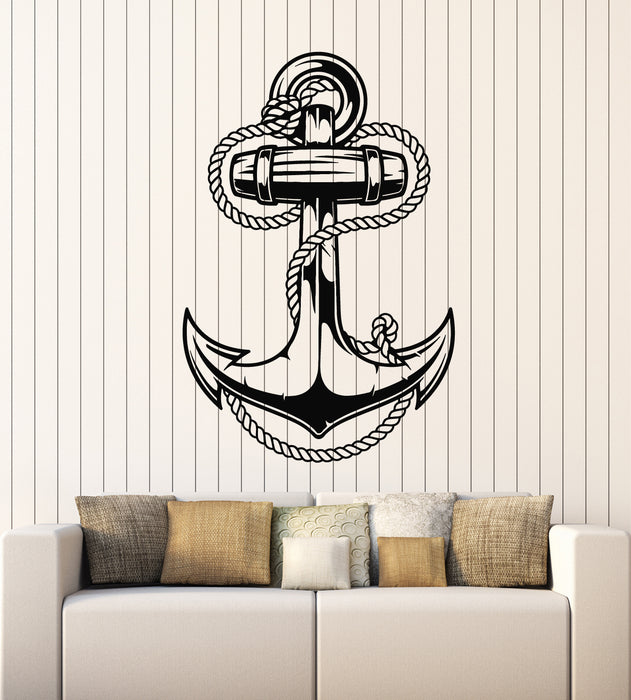 Виниловая наклейка на стену Якорь Океан Морской кабель Морской моряк Искусство Пляжный домик Наклейки Фреска (g2341)