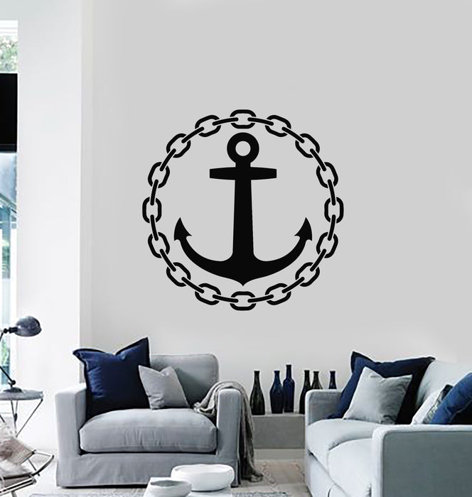 Vinyl Wall Decal Wheel Anchor Sea Ocean Marine Sailor Art Stickers Mural (g813)