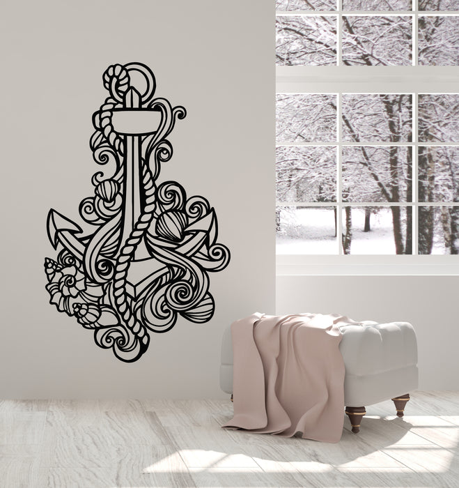 Vinyl Wall Decal Sailor Anchor Seashells Sea Nautical Marine Stickers Mural (g4877)