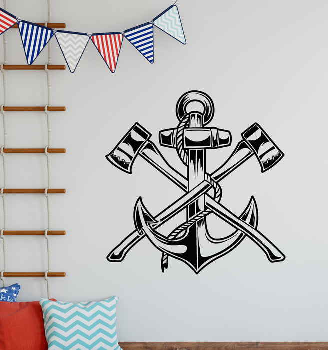 Vinyl Wall Decal Child Room Sea Ocean Anchor Axes Nautical Stickers Mural (g6264)