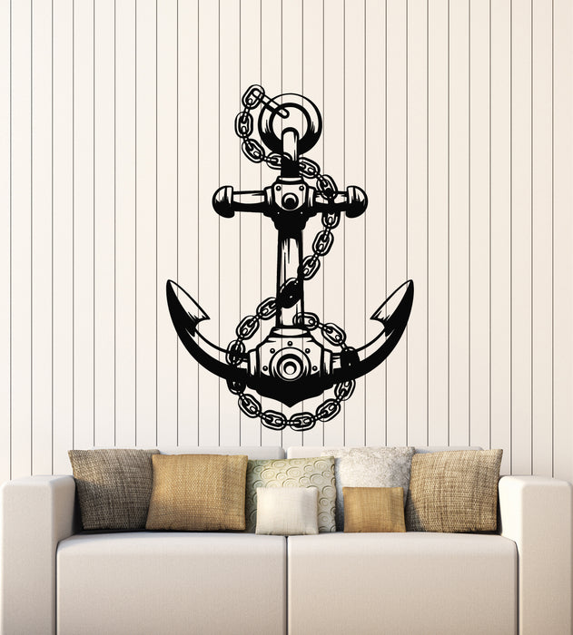 Vinyl Wall Decal Nautical Sea Anchor With Chain Marine Art Stickers Mural (g7150)