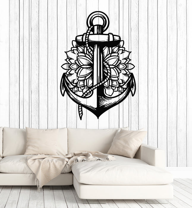 Vinyl Wall Decal Anchor Sea Ocean Nautical Sailor Floral Art Stickers Mural (g3695)