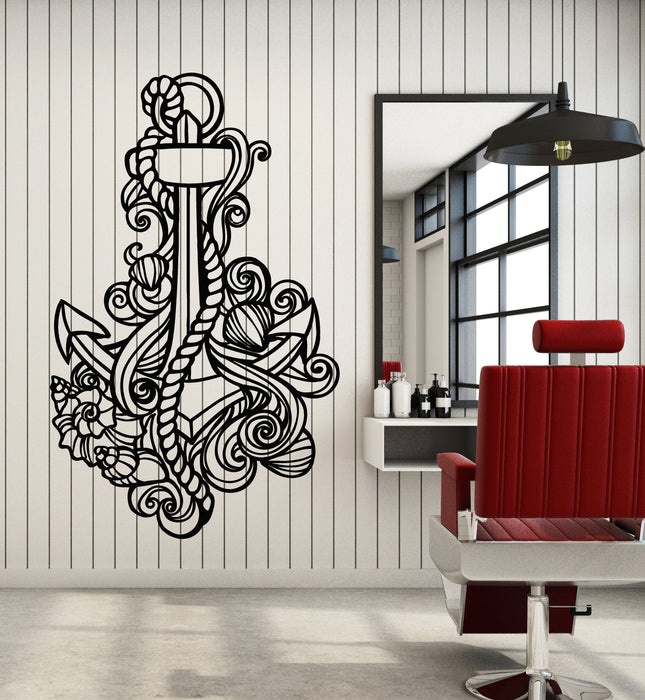 Vinyl Wall Decal Sailor Anchor Seashells Sea Nautical Marine Stickers Mural (g4877)