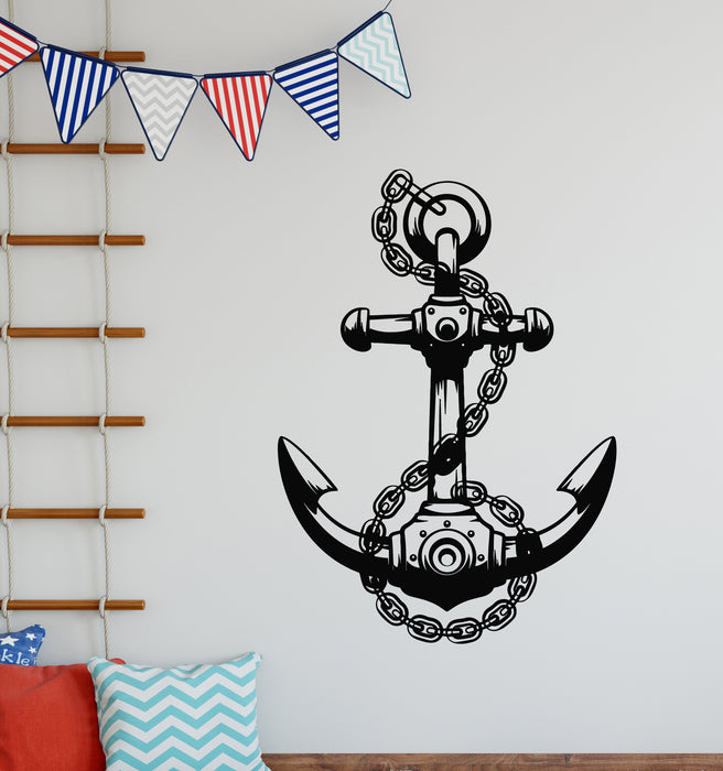 Vinyl Wall Decal Nautical Sea Anchor With Chain Marine Art Stickers Mural (g7150)