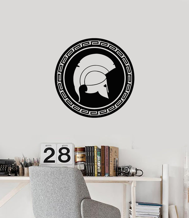 Vinyl Wall Decal Circle Greek Warrior Helmet Shield Decor Stickers Mural (g7830)