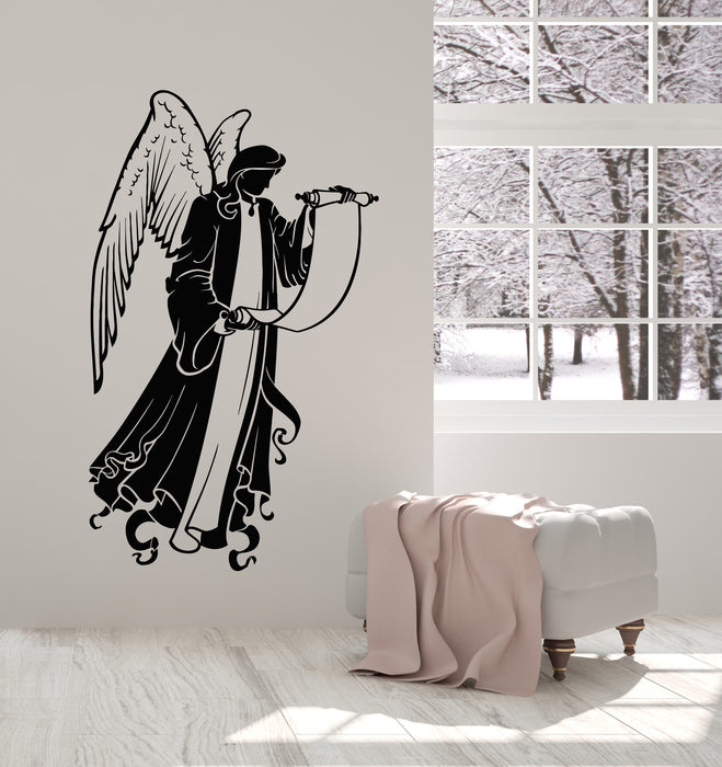 Vinyl Wall Decal Holding Christian Angel Christianity Religious Stickers Mural (g5849)