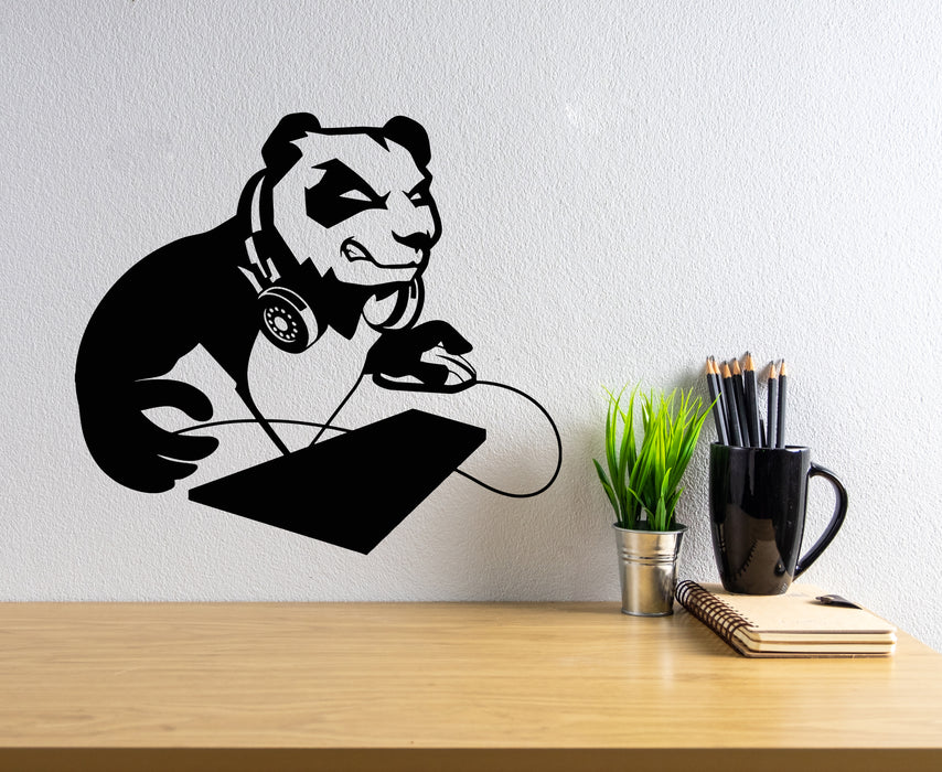 Vinyl Wall Decal Computer Angry Panda Asian Bear Gamer Room Stickers Mural (g7585)